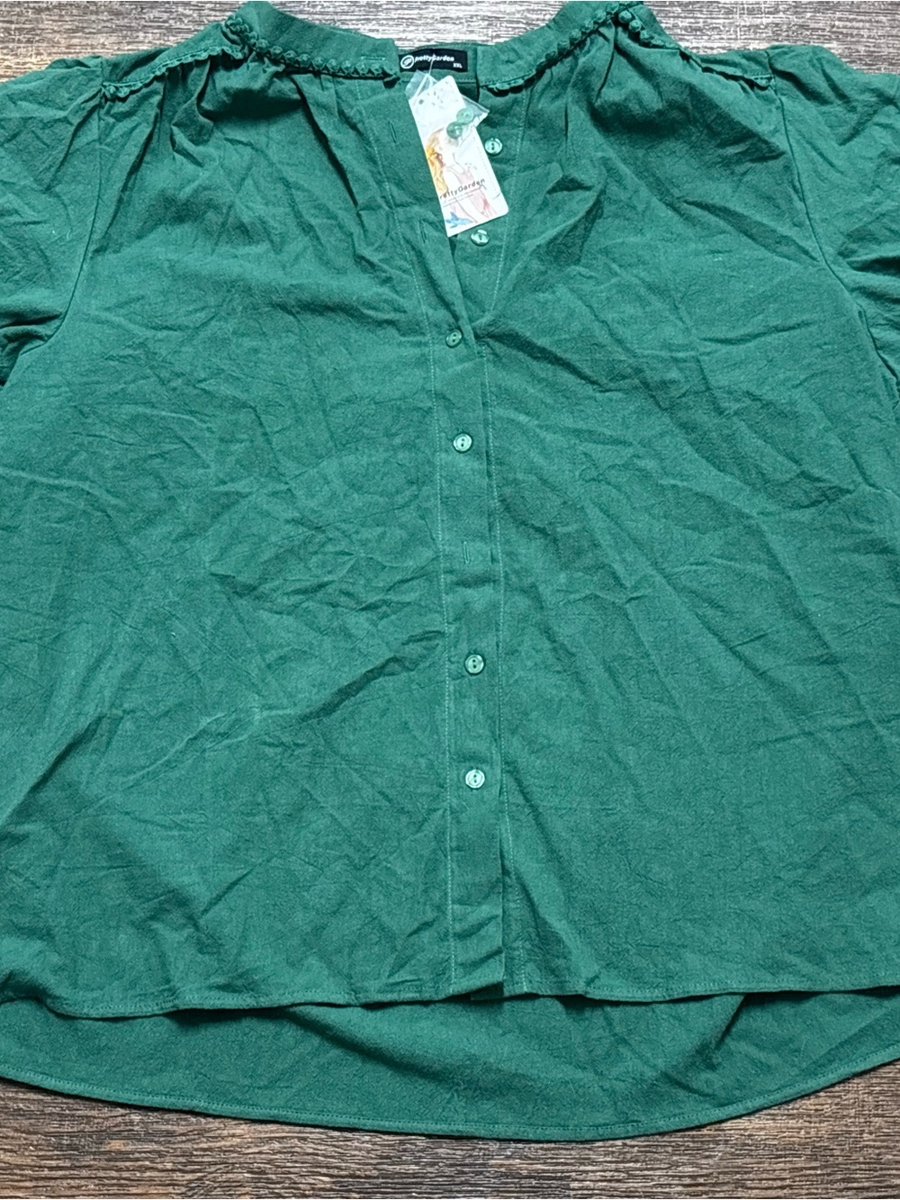Pretty Angel Forest Green Button-Front Blouse